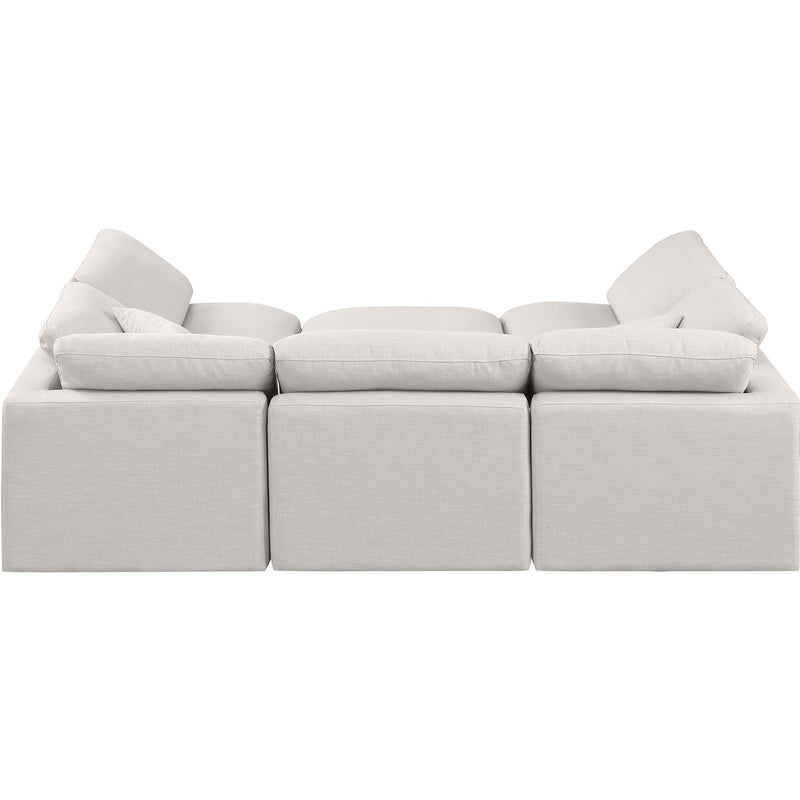 Meridian Indulge Cream Linen Textured Fabric Modular Sectional IMAGE 3