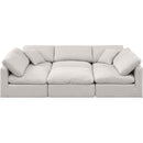 Meridian Indulge Cream Linen Textured Fabric Modular Sectional IMAGE 4