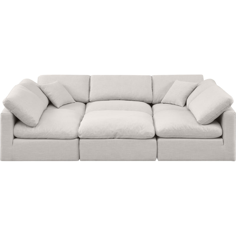Meridian Indulge Cream Linen Textured Fabric Modular Sectional IMAGE 4