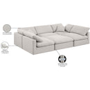 Meridian Indulge Cream Linen Textured Fabric Modular Sectional IMAGE 8