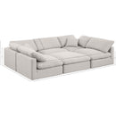 Meridian Indulge Cream Linen Textured Fabric Modular Sectional IMAGE 9