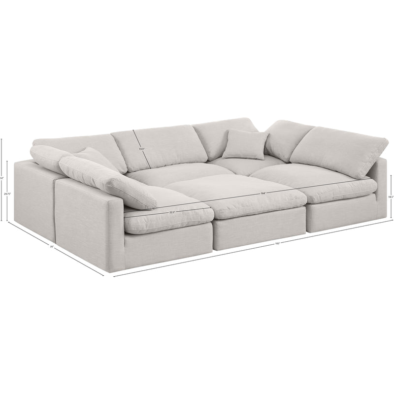 Meridian Indulge Cream Linen Textured Fabric Modular Sectional IMAGE 9