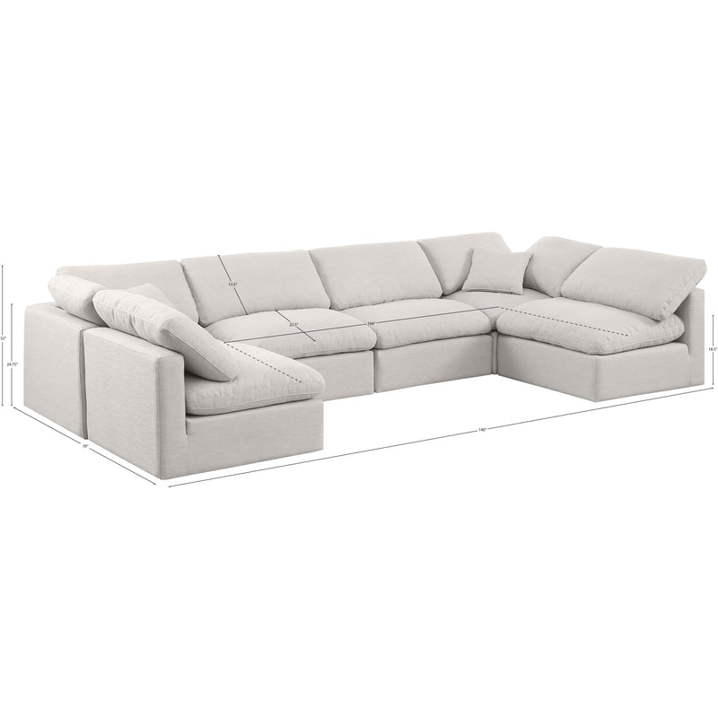 Meridian Indulge Cream Linen Textured Fabric Modular Sectional IMAGE 10
