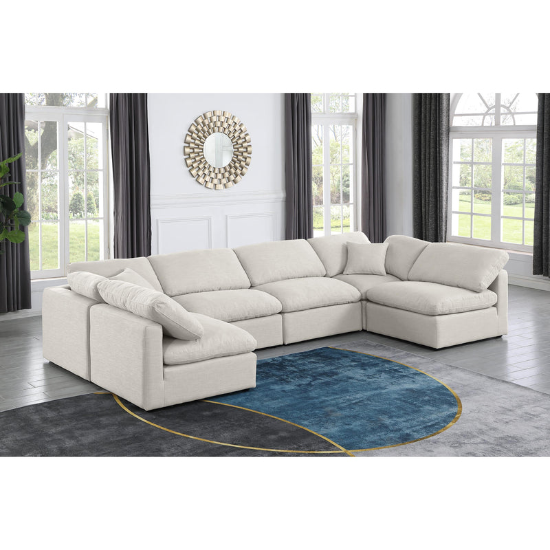 Meridian Indulge Cream Linen Textured Fabric Modular Sectional IMAGE 2
