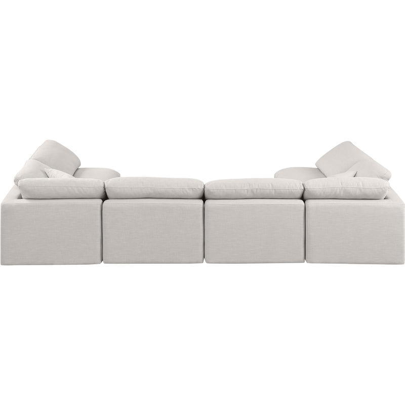 Meridian Indulge Cream Linen Textured Fabric Modular Sectional IMAGE 3