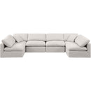 Meridian Indulge Cream Linen Textured Fabric Modular Sectional IMAGE 4