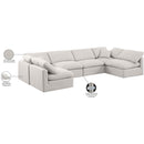 Meridian Indulge Cream Linen Textured Fabric Modular Sectional IMAGE 9