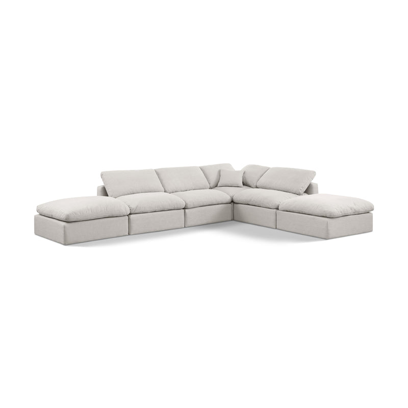 Meridian Indulge Cream Linen Textured Fabric Modular Sectional IMAGE 1