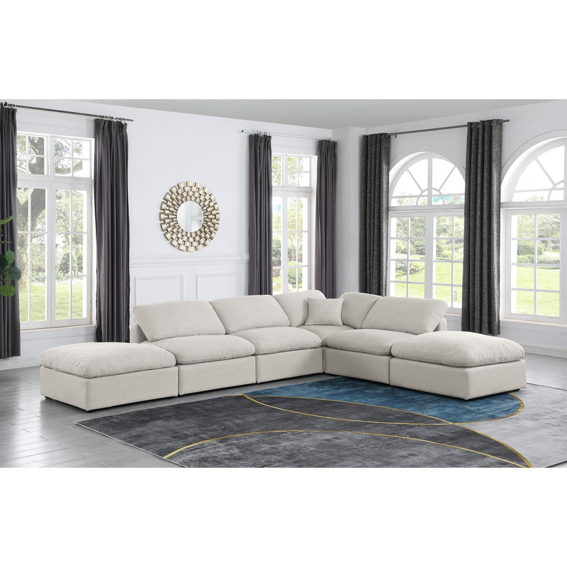 Meridian Indulge Cream Linen Textured Fabric Modular Sectional IMAGE 2