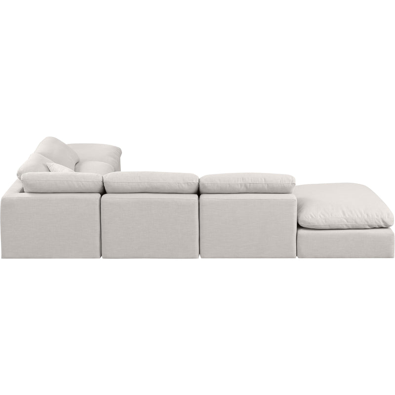 Meridian Indulge Cream Linen Textured Fabric Modular Sectional IMAGE 3