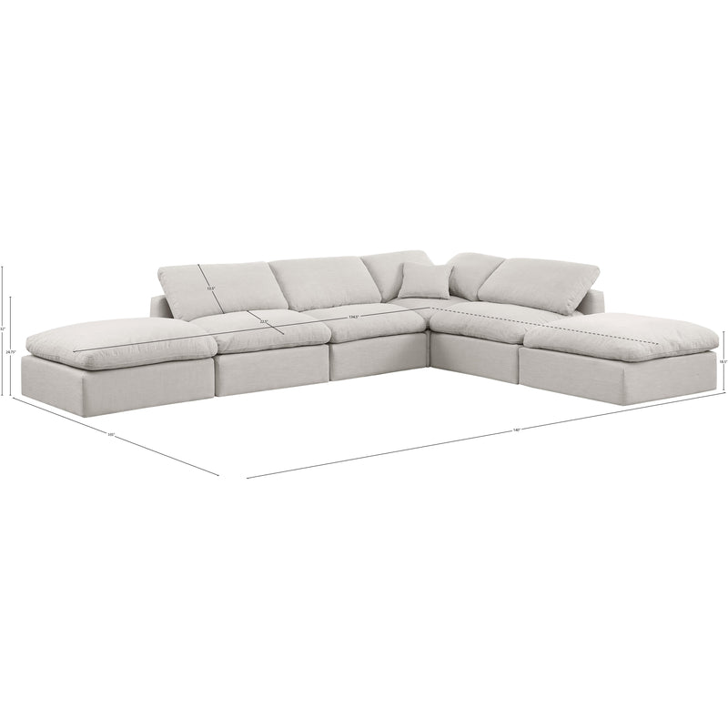 Meridian Indulge Cream Linen Textured Fabric Modular Sectional IMAGE 8
