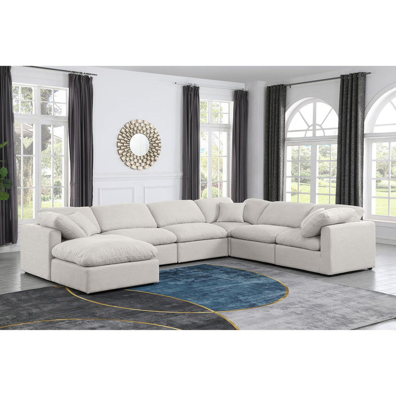Meridian Indulge Cream Linen Textured Fabric Modular Sectional IMAGE 2