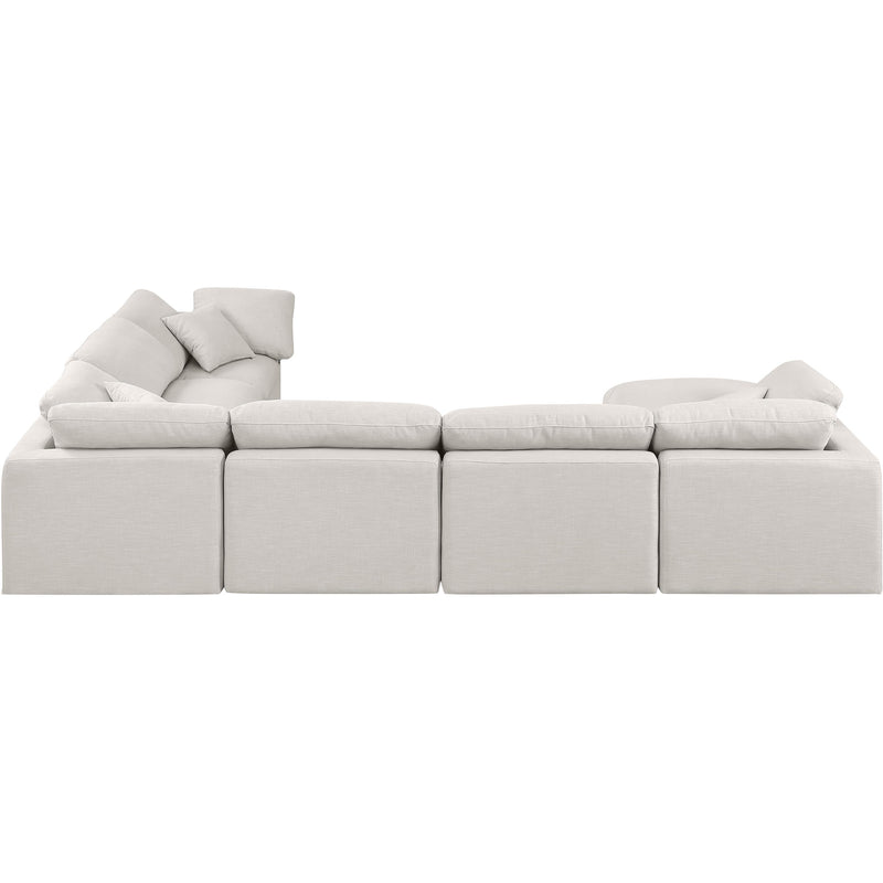Meridian Indulge Cream Linen Textured Fabric Modular Sectional IMAGE 3