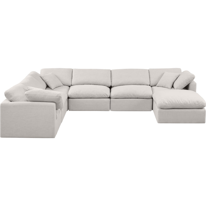 Meridian Indulge Cream Linen Textured Fabric Modular Sectional IMAGE 4