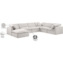 Meridian Indulge Cream Linen Textured Fabric Modular Sectional IMAGE 9