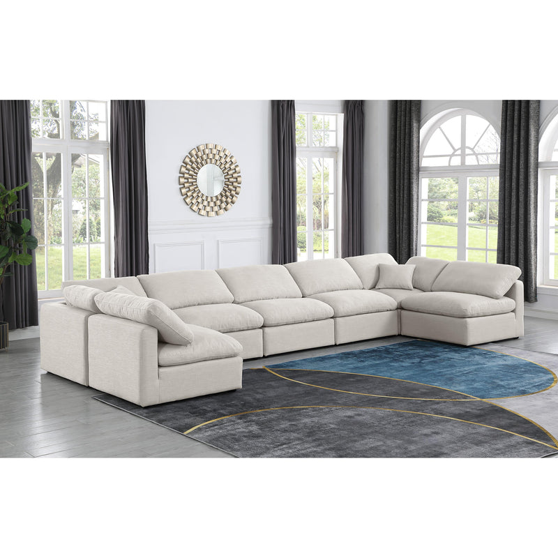 Meridian Indulge Cream Linen Textured Fabric Modular Sectional IMAGE 2