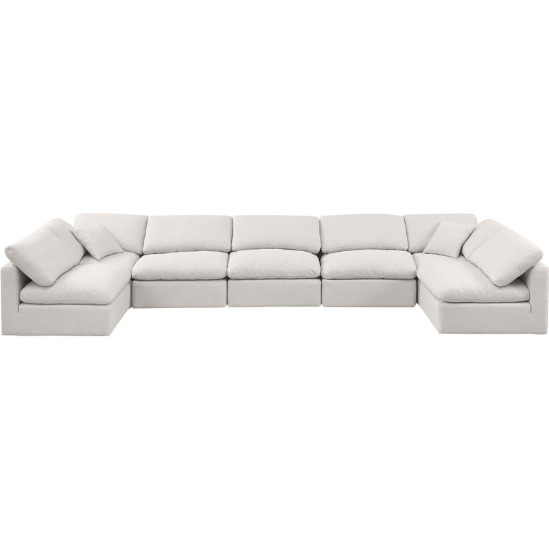 Meridian Indulge Cream Linen Textured Fabric Modular Sectional IMAGE 4
