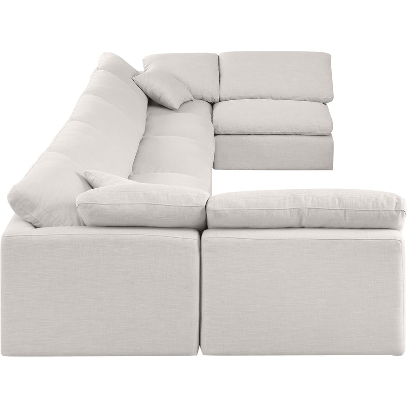 Meridian Indulge Cream Linen Textured Fabric Modular Sectional IMAGE 5