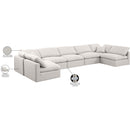 Meridian Indulge Cream Linen Textured Fabric Modular Sectional IMAGE 9
