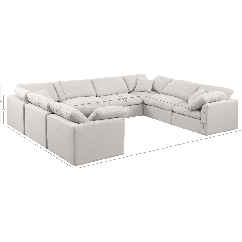 Meridian Indulge Cream Linen Textured Fabric Modular Sectional IMAGE 10