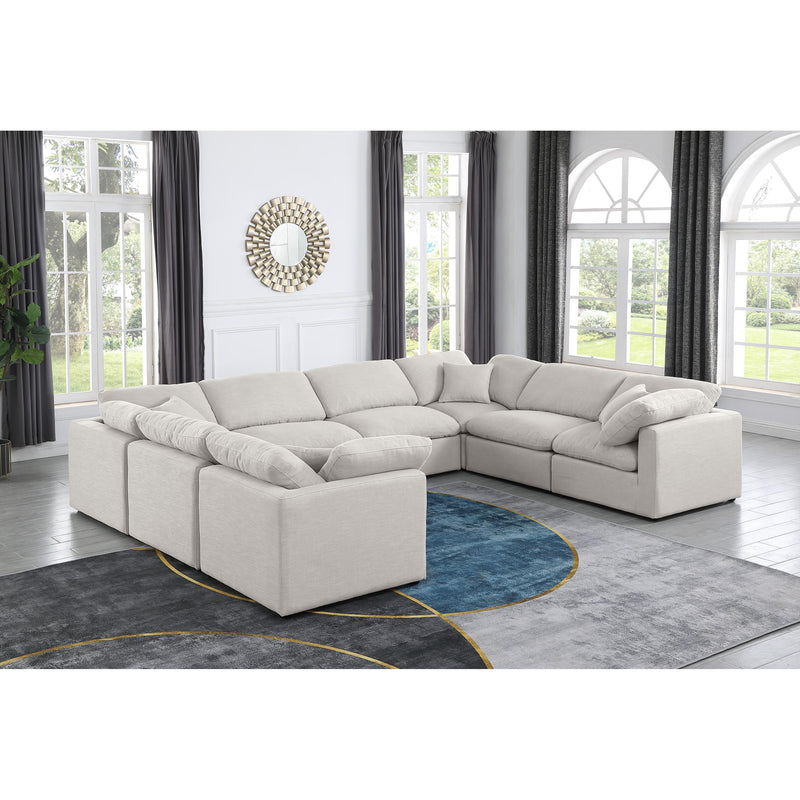 Meridian Indulge Cream Linen Textured Fabric Modular Sectional IMAGE 2