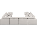 Meridian Indulge Cream Linen Textured Fabric Modular Sectional IMAGE 3