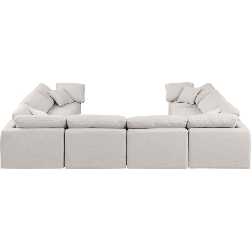 Meridian Indulge Cream Linen Textured Fabric Modular Sectional IMAGE 3