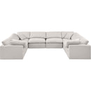 Meridian Indulge Cream Linen Textured Fabric Modular Sectional IMAGE 4