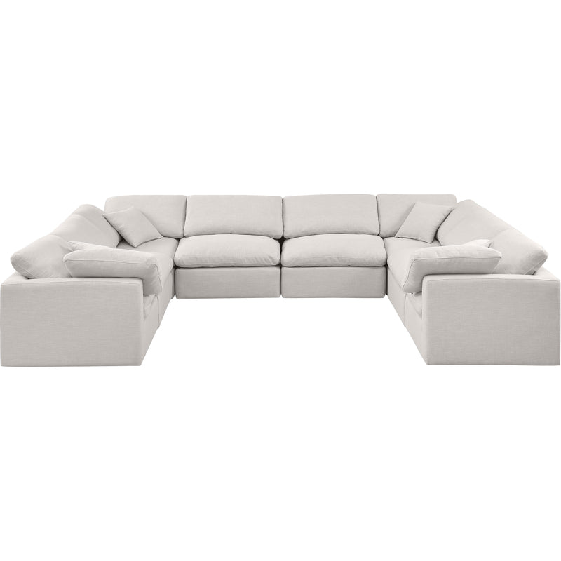 Meridian Indulge Cream Linen Textured Fabric Modular Sectional IMAGE 4