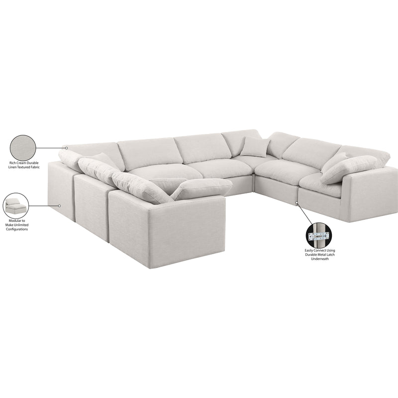 Meridian Indulge Cream Linen Textured Fabric Modular Sectional IMAGE 9