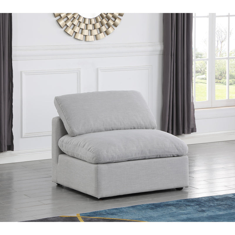 Meridian Indulge Grey Linen Textured Fabric Armless Chair IMAGE 2