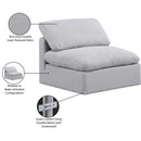 Meridian Indulge Grey Linen Textured Fabric Armless Chair IMAGE 7