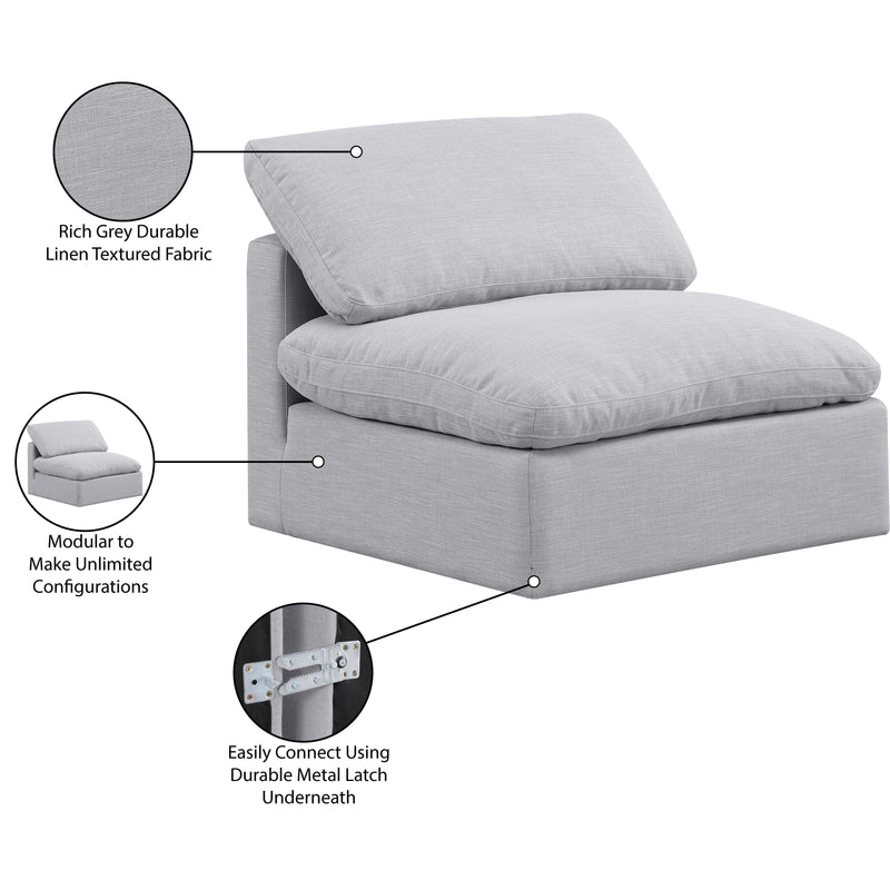 Meridian Indulge Grey Linen Textured Fabric Armless Chair IMAGE 7