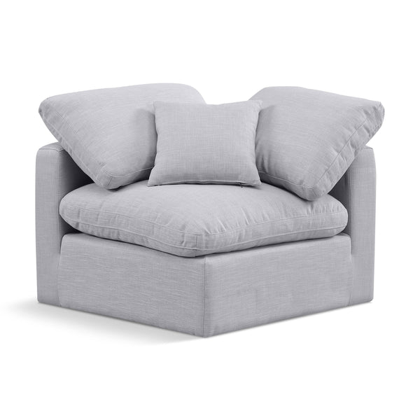 Meridian Indulge Grey Linen Textured Fabric Corner Chair IMAGE 1