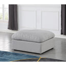 Meridian Indulge Grey Linen Textured Fabric Ottoman IMAGE 2