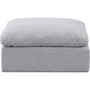 Meridian Indulge Grey Linen Textured Fabric Ottoman IMAGE 3