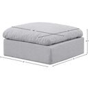 Meridian Indulge Grey Linen Textured Fabric Ottoman IMAGE 5