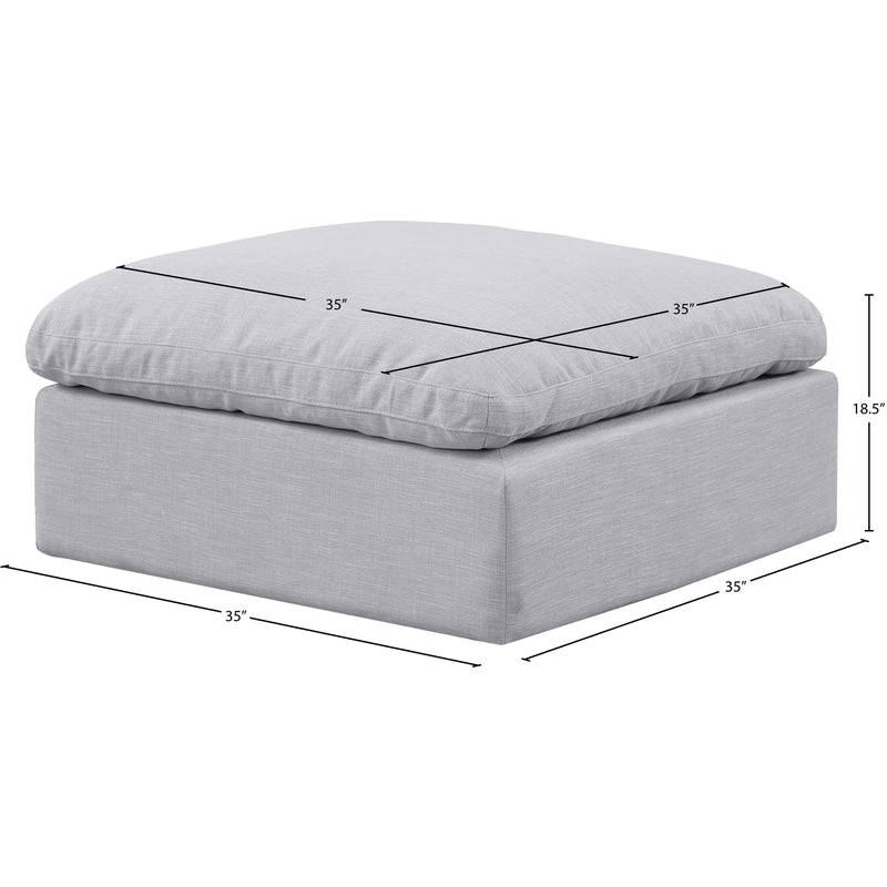 Meridian Indulge Grey Linen Textured Fabric Ottoman IMAGE 5