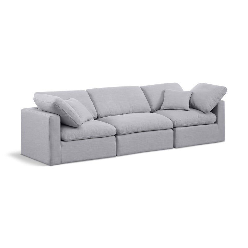 Meridian Indulge Grey Linen Textured Fabric Modular Sofa IMAGE 1