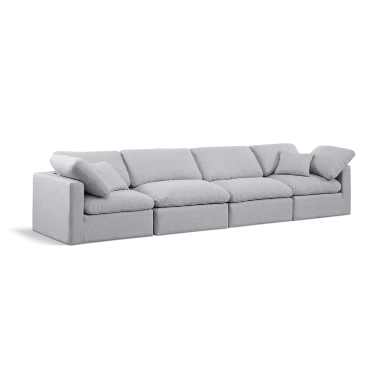 Meridian Indulge Grey Linen Textured Fabric Modular Sofa IMAGE 1
