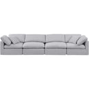 Meridian Indulge Grey Linen Textured Fabric Modular Sofa IMAGE 4