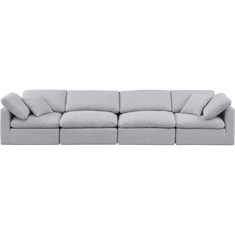 Meridian Indulge Grey Linen Textured Fabric Modular Sofa IMAGE 4