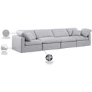 Meridian Indulge Grey Linen Textured Fabric Modular Sofa IMAGE 6