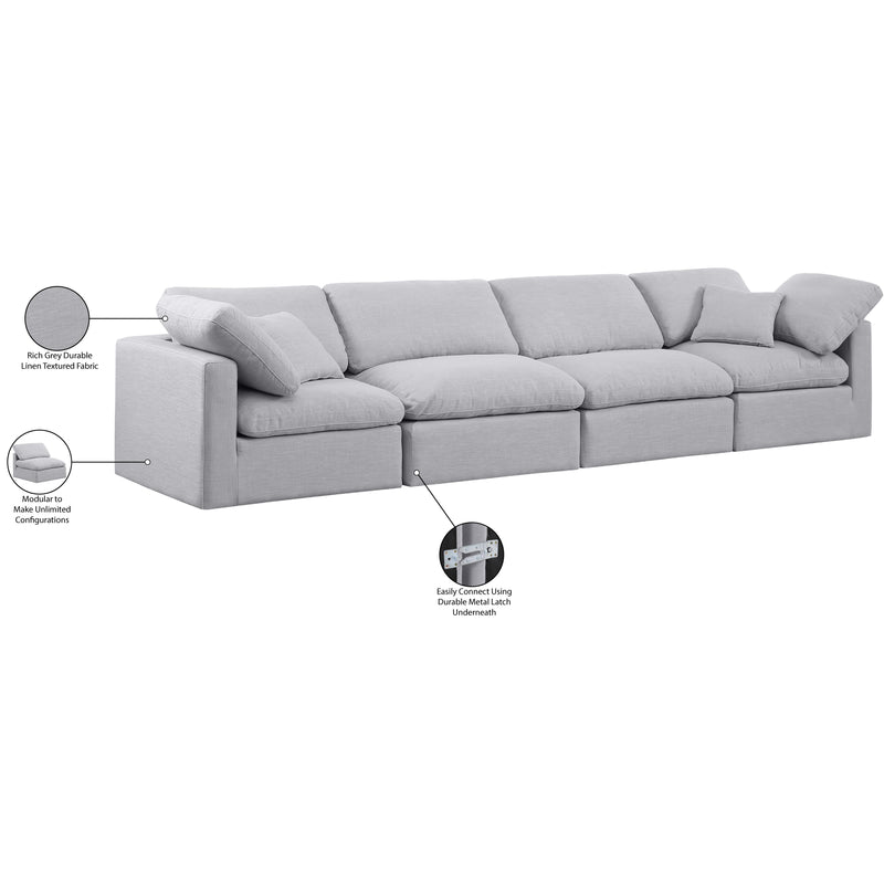 Meridian Indulge Grey Linen Textured Fabric Modular Sofa IMAGE 6