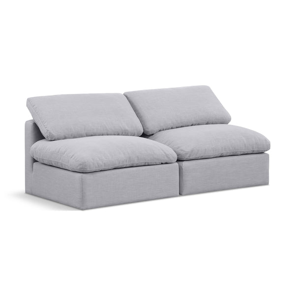 Meridian Indulge Grey Linen Textured Fabric Modular Sofa IMAGE 1