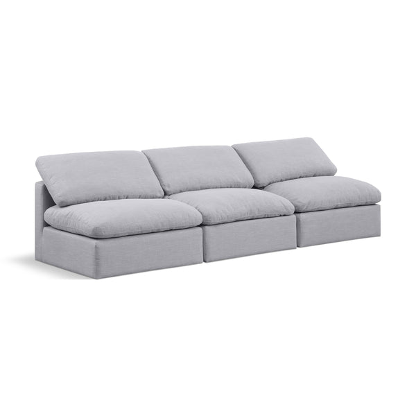 Meridian Indulge Grey Linen Textured Fabric Modular Sofa IMAGE 1