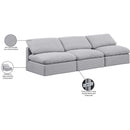 Meridian Indulge Grey Linen Textured Fabric Modular Sofa IMAGE 6