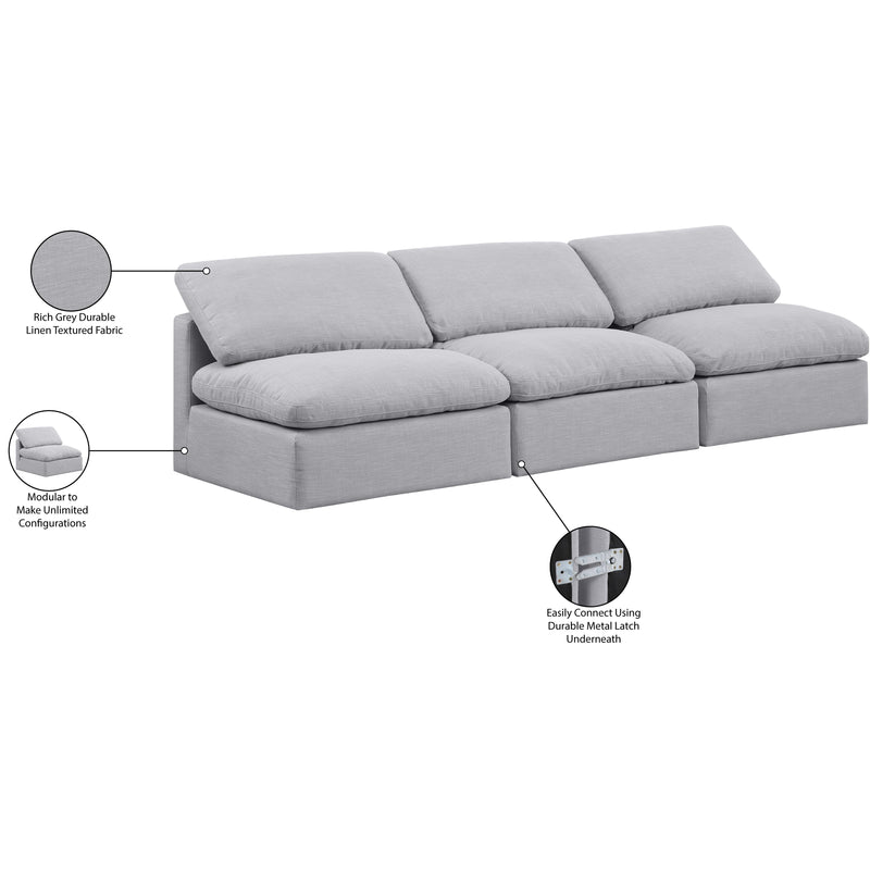 Meridian Indulge Grey Linen Textured Fabric Modular Sofa IMAGE 6