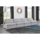 Meridian Indulge Grey Linen Textured Fabric Modular Sofa IMAGE 2