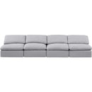Meridian Indulge Grey Linen Textured Fabric Modular Sofa IMAGE 4